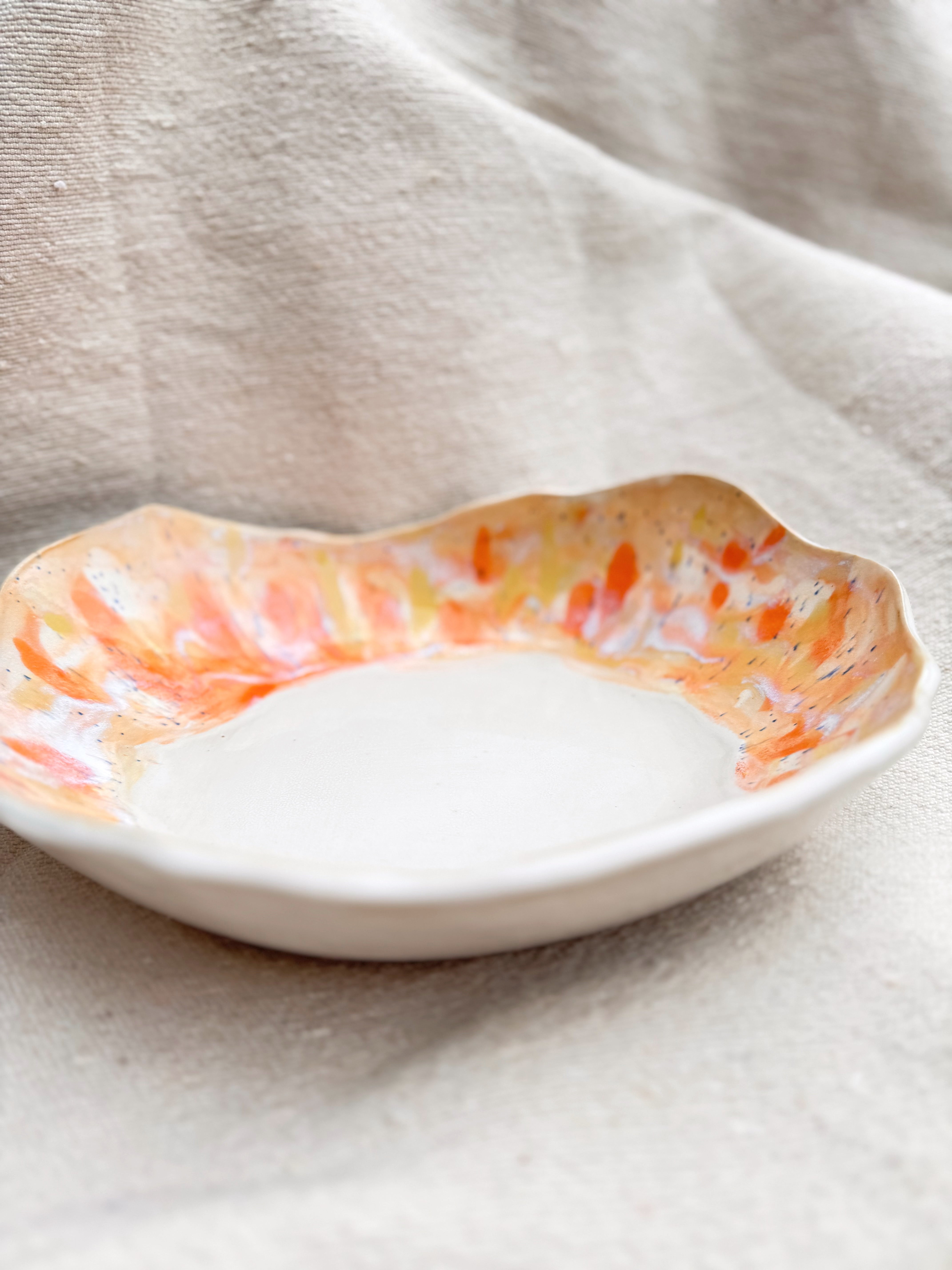 Servierschale SUNDANCE groß - gelb orange weiß - Keramik Limited Edition