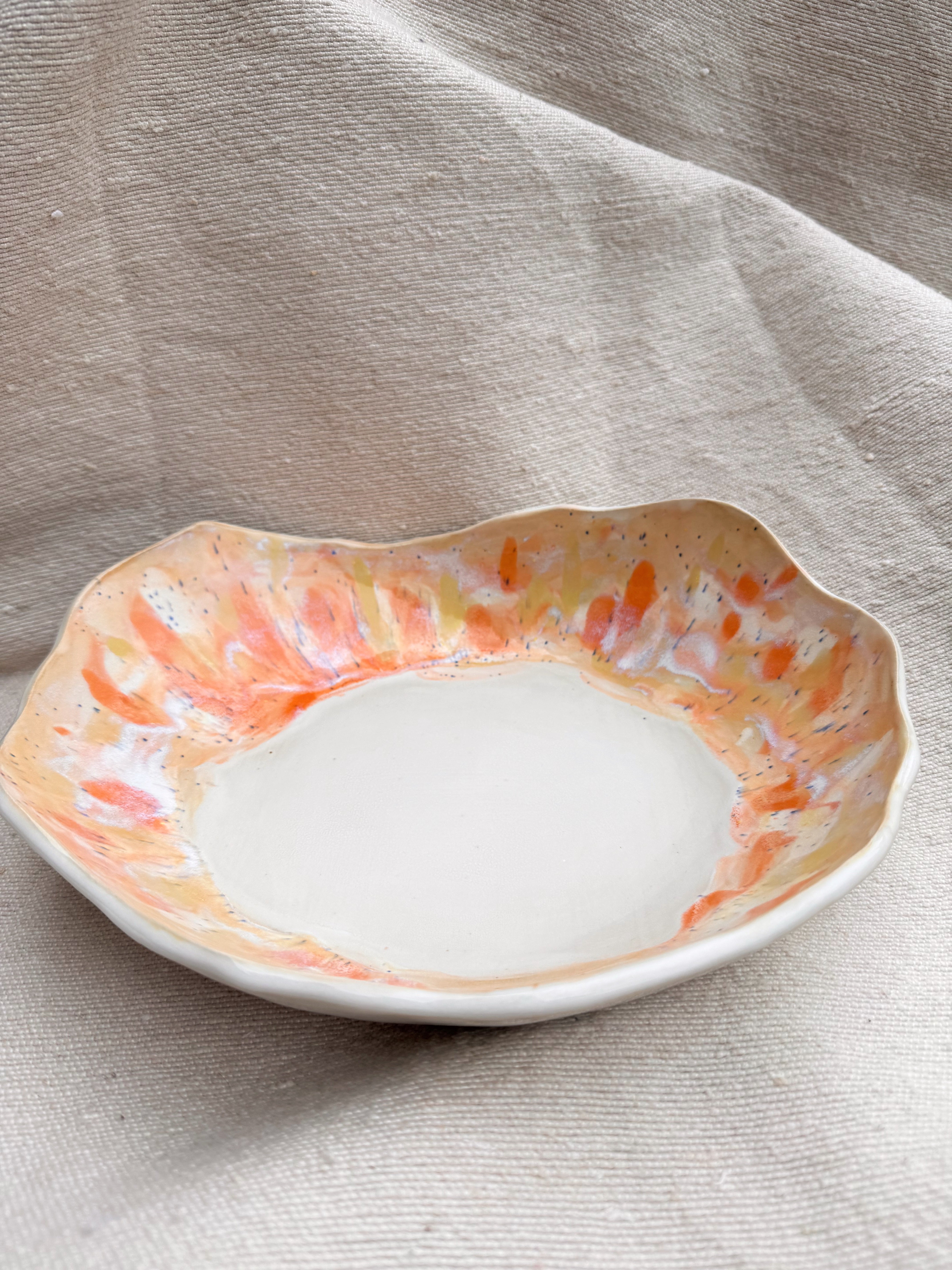 Servierschale SUNDANCE groß - gelb orange weiß - Keramik Limited Edition