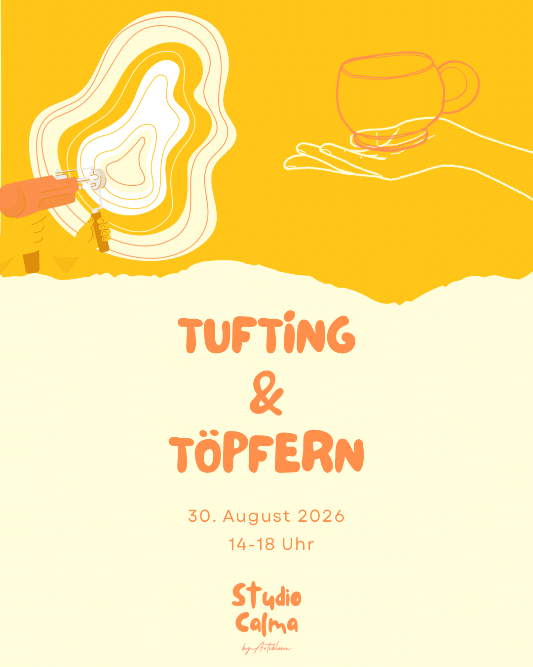 Töpfern & Tufting I 30. August 2026 I Kombi-Workshop im Studio Calma in Düsseldorf mit Dave und Sabrina