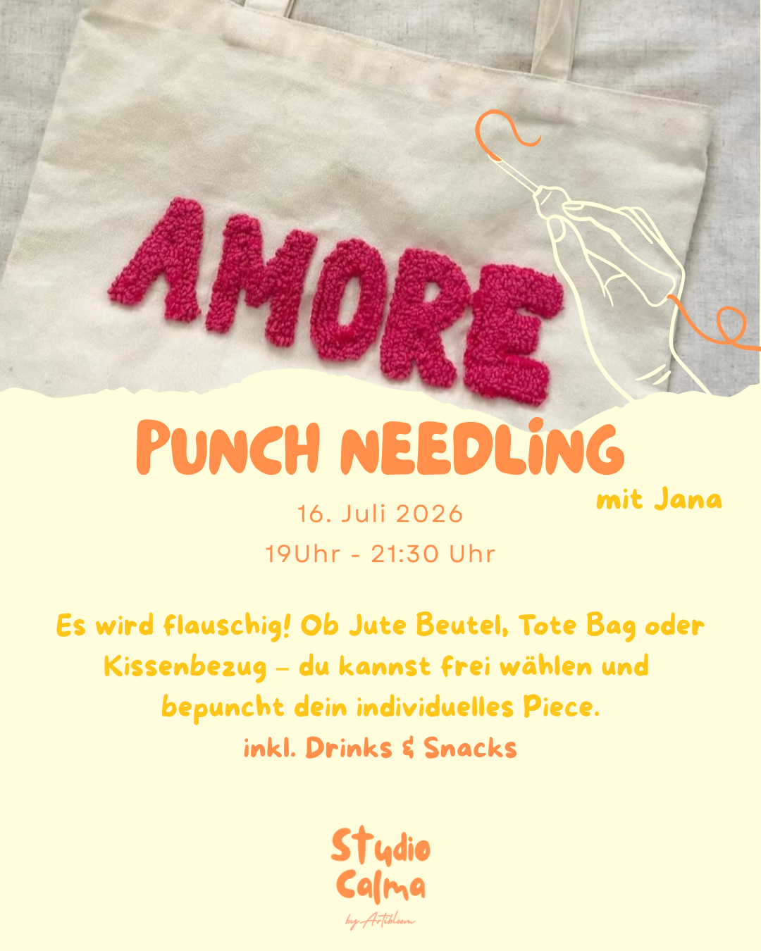 Punch Needling I 16. Juli 2026 I Workshop im Studio Calma Düsseldorf mit Jana