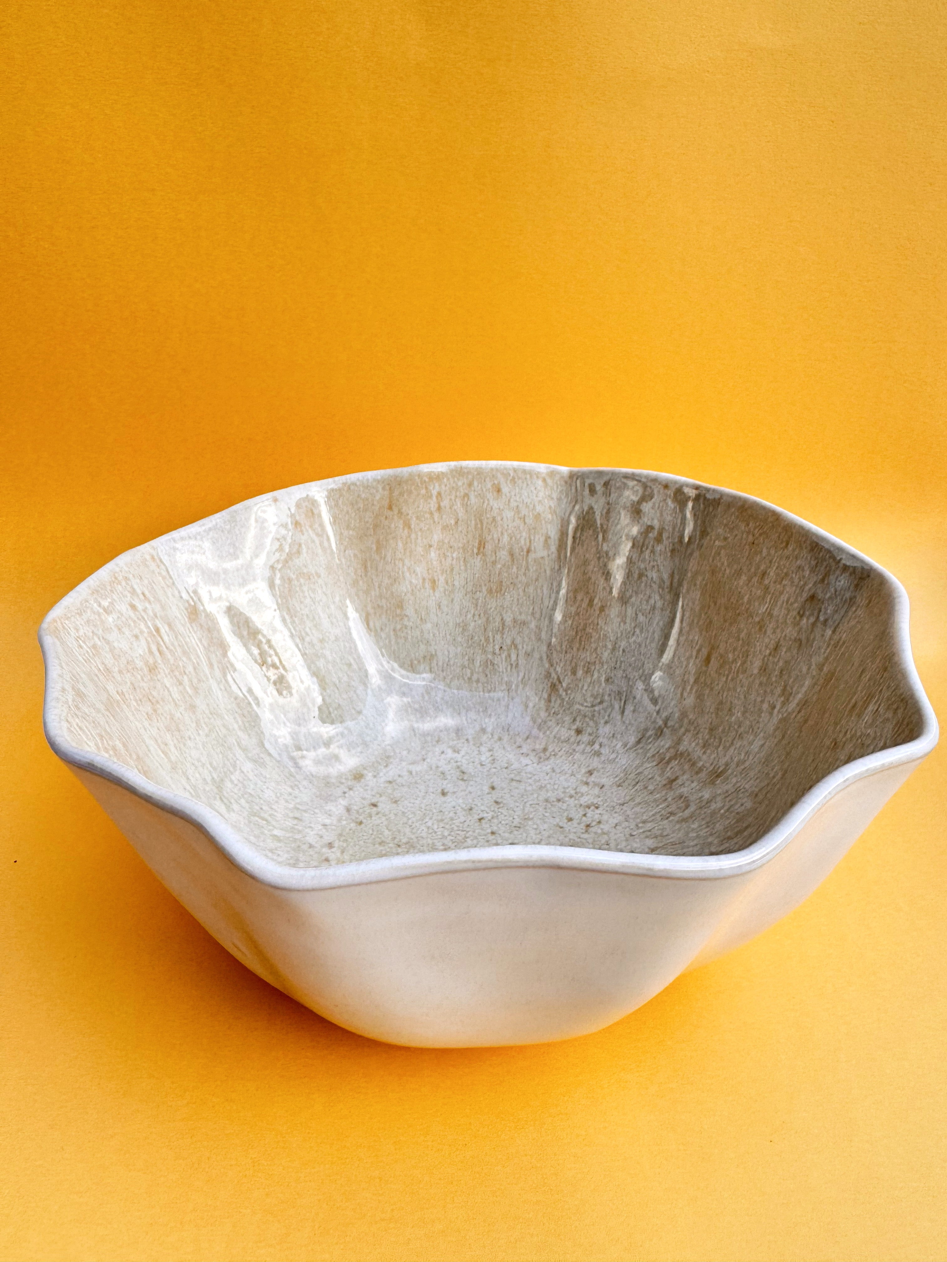 Servierschale INEZ Obstschale Salatschüssel groß weiß beige