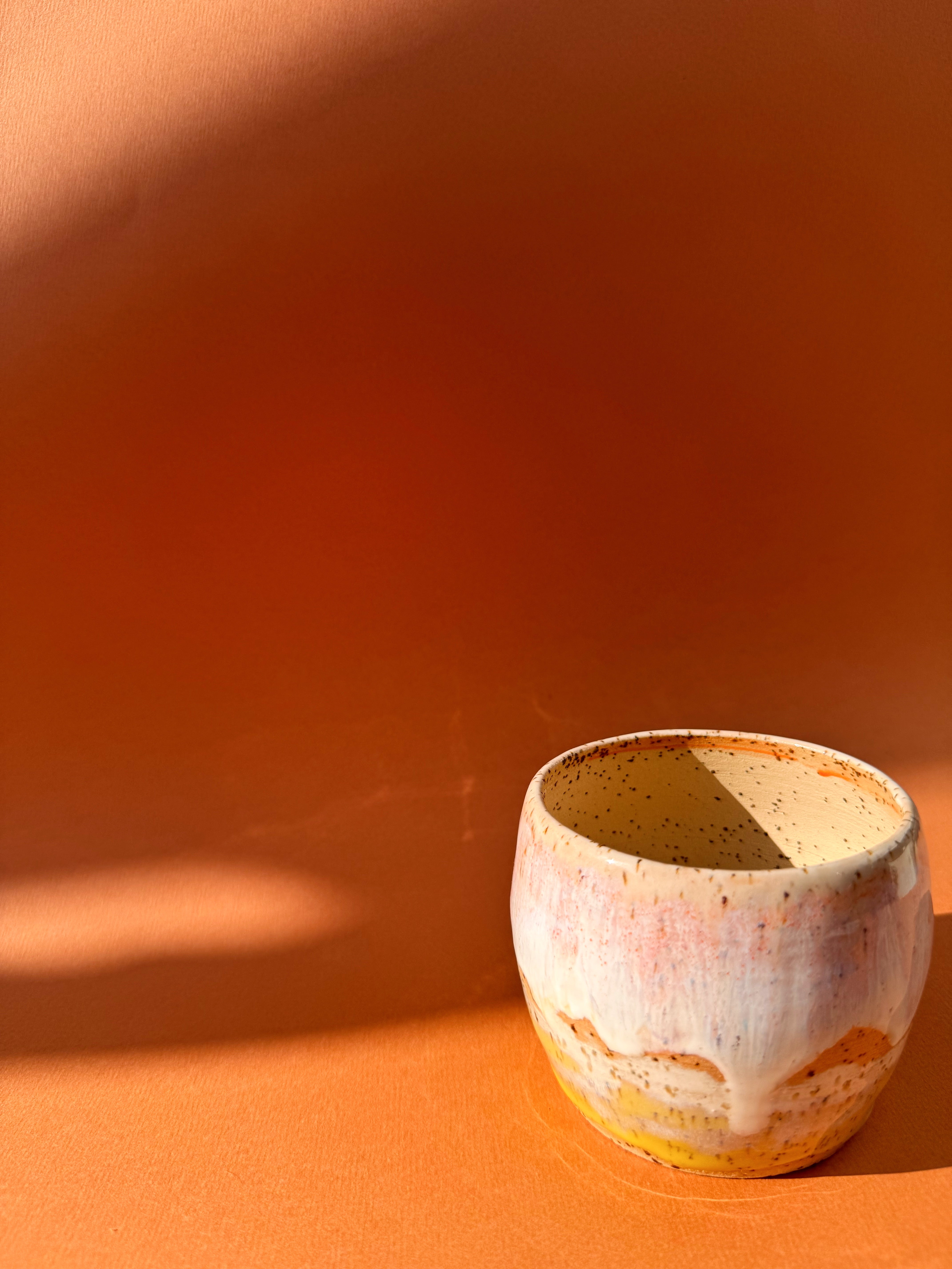 Tasse PALAMOS gelb rosa weiß