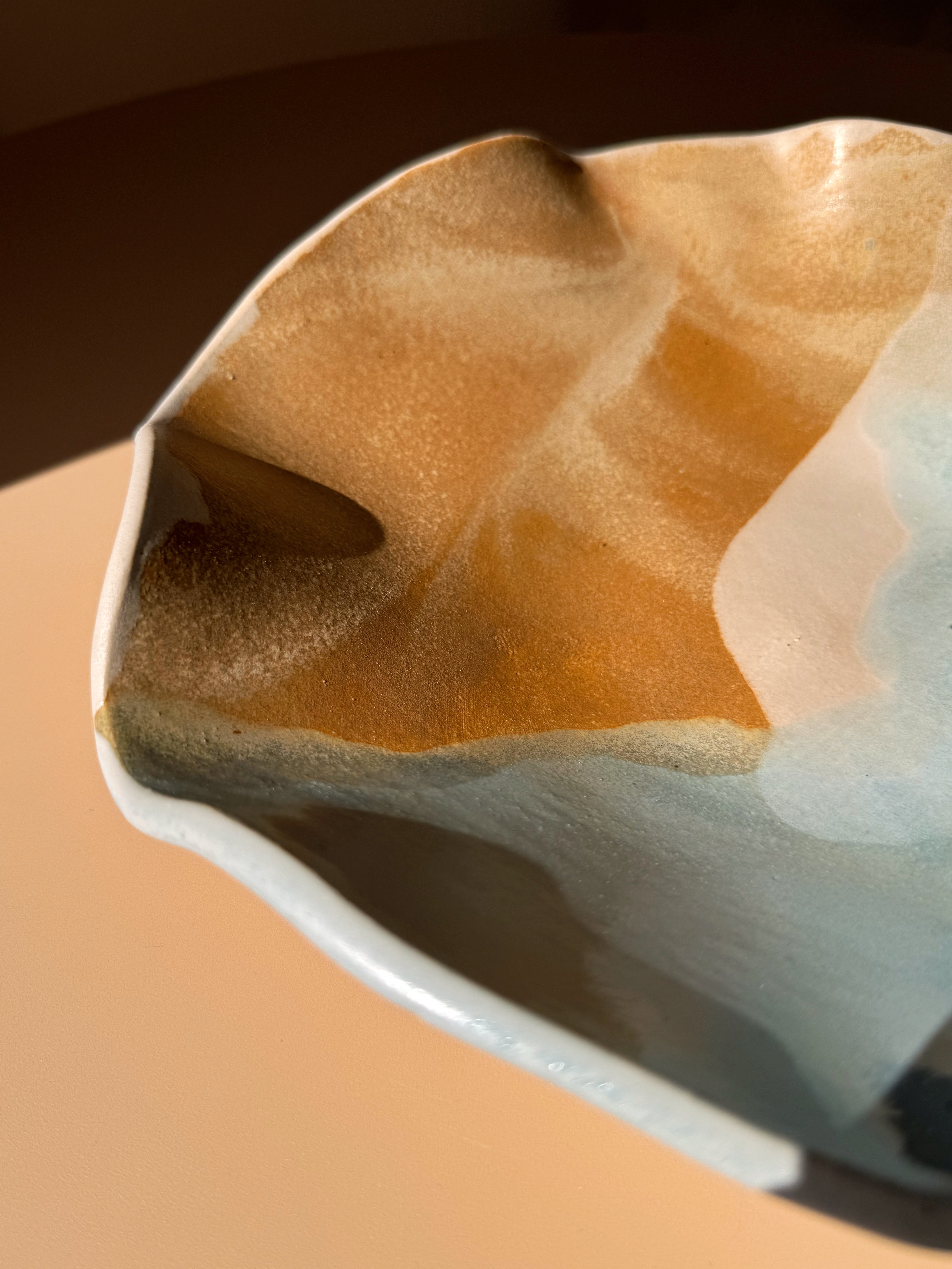 Servierschale groß FIDEZ Schale Dekoschale blau sand creme - Limited Edition