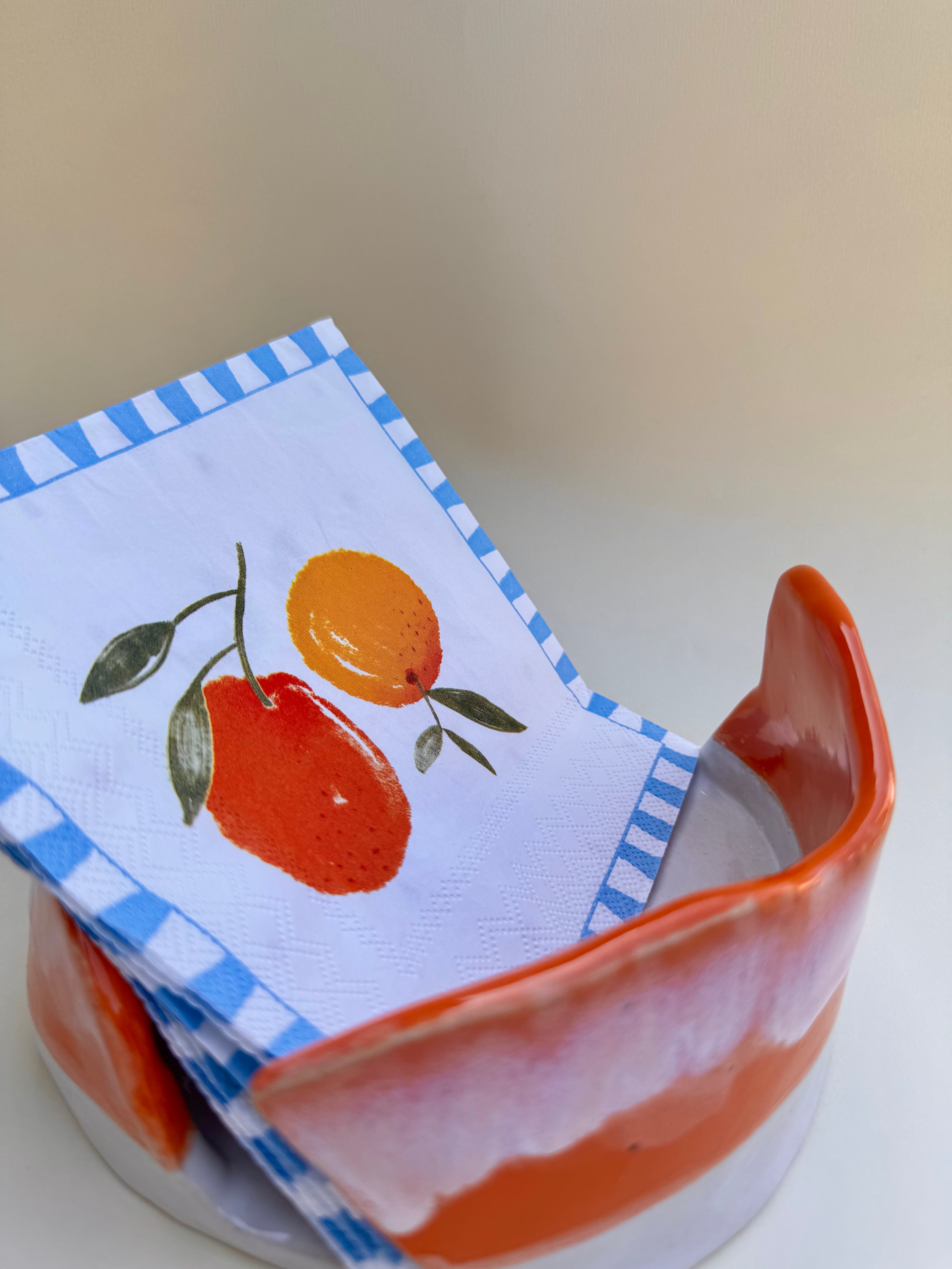 Serviettenhalter orange weiß Servierschale