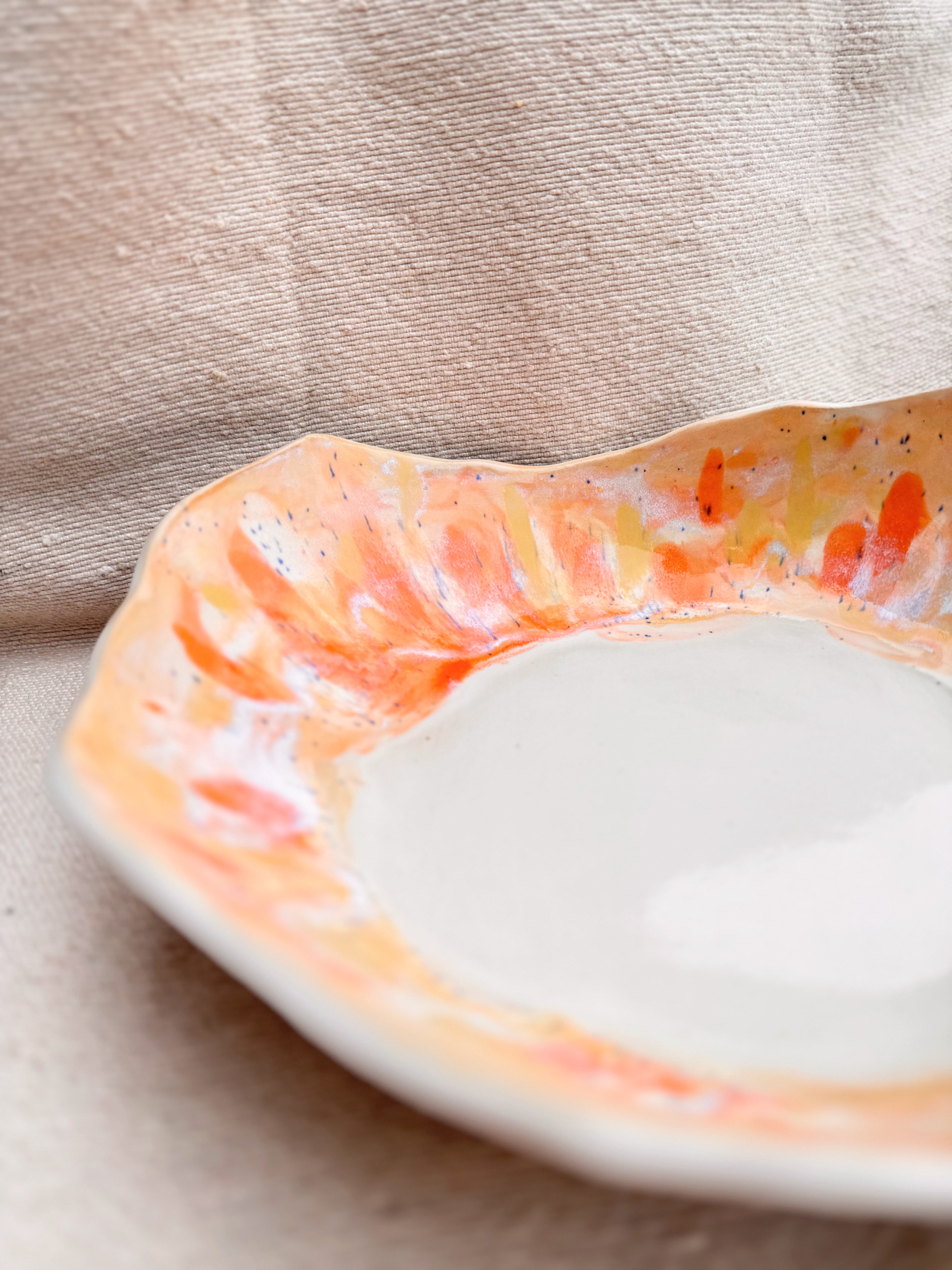 Servierschale SUNDANCE groß - gelb orange weiß - Keramik Limited Edition