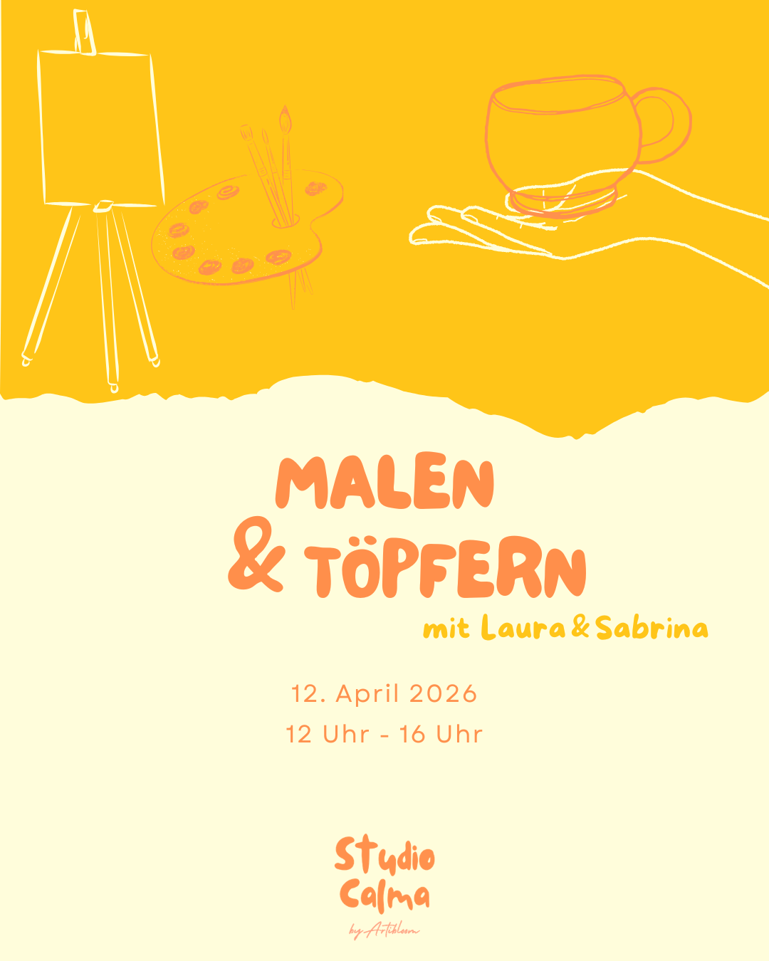 Malen & Töpfern I 12. April 2026 I Kreativ-Workshop im Studio Calma Düsseldorf mit Laura und Sabrina