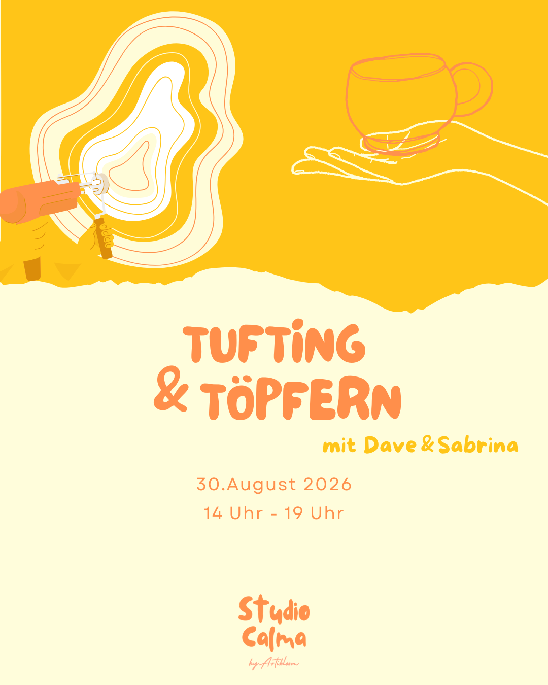 Töpfern & Tufting I 30. August 2026 I Kombi-Workshop im Studio Calma in Düsseldorf mit Dave und Sabrina