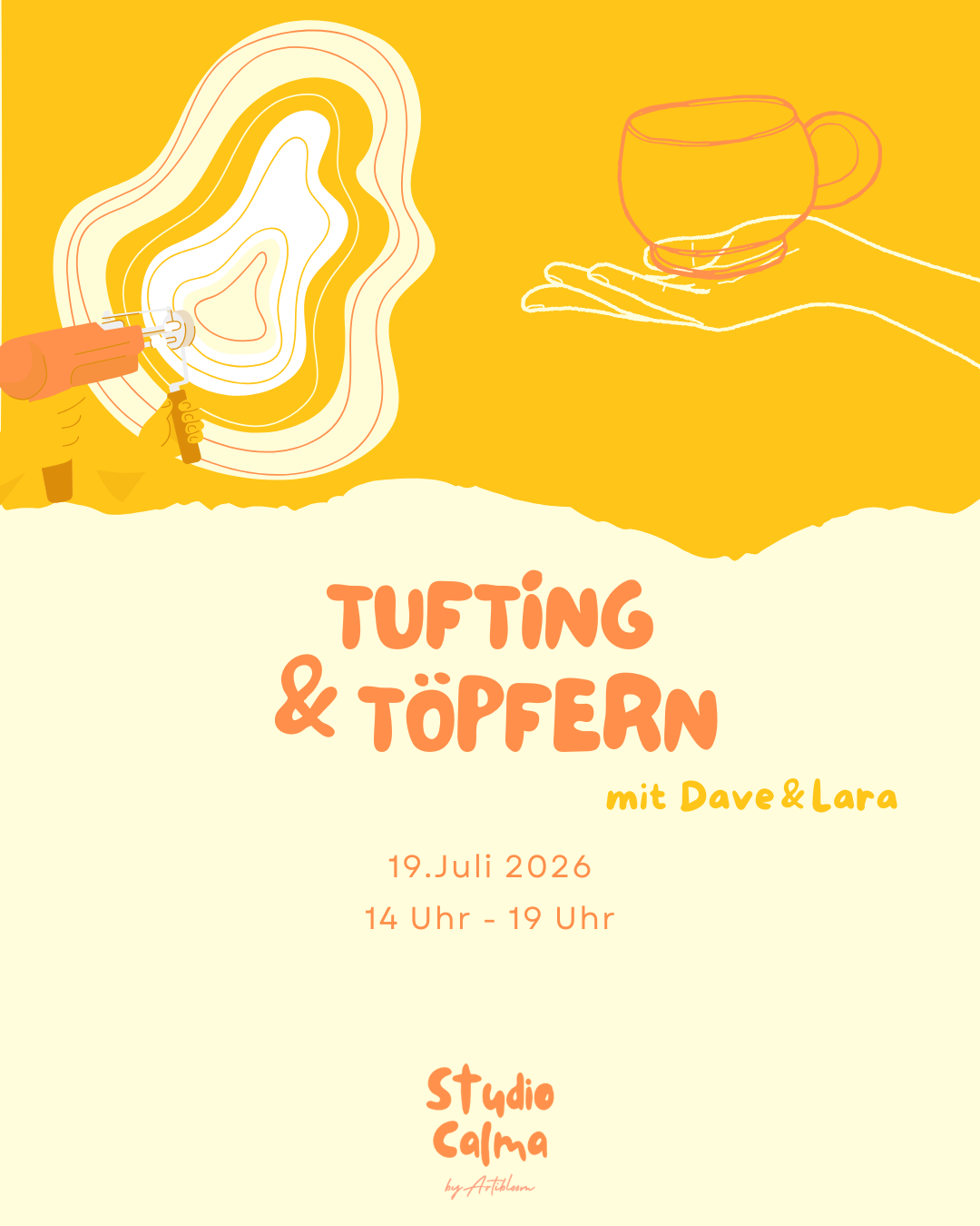 Töpfern & Tufting I 19. Juli 2026 I Kombi-Workshop im Studio Calma in Düsseldorf mit Dave und Sabrina