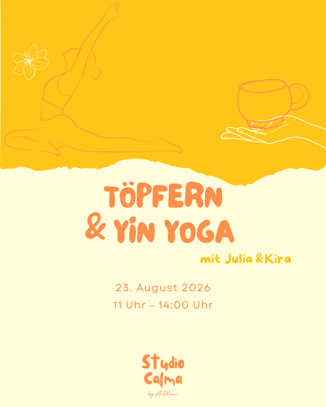 Yin Yoga & Töpfern I 23. August 2026 I Kombi-Workshop im Studio Calma in Düsseldorf mit Julia & Kira