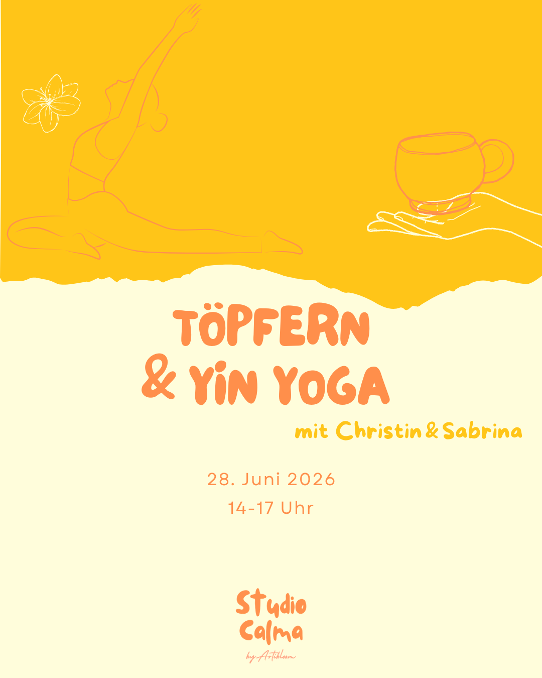 Yin Yoga & Töpfern I 28. Juni 2026 I Kombi-Workshop im Studio Calma in Düsseldorf mit Christin & Sabrina