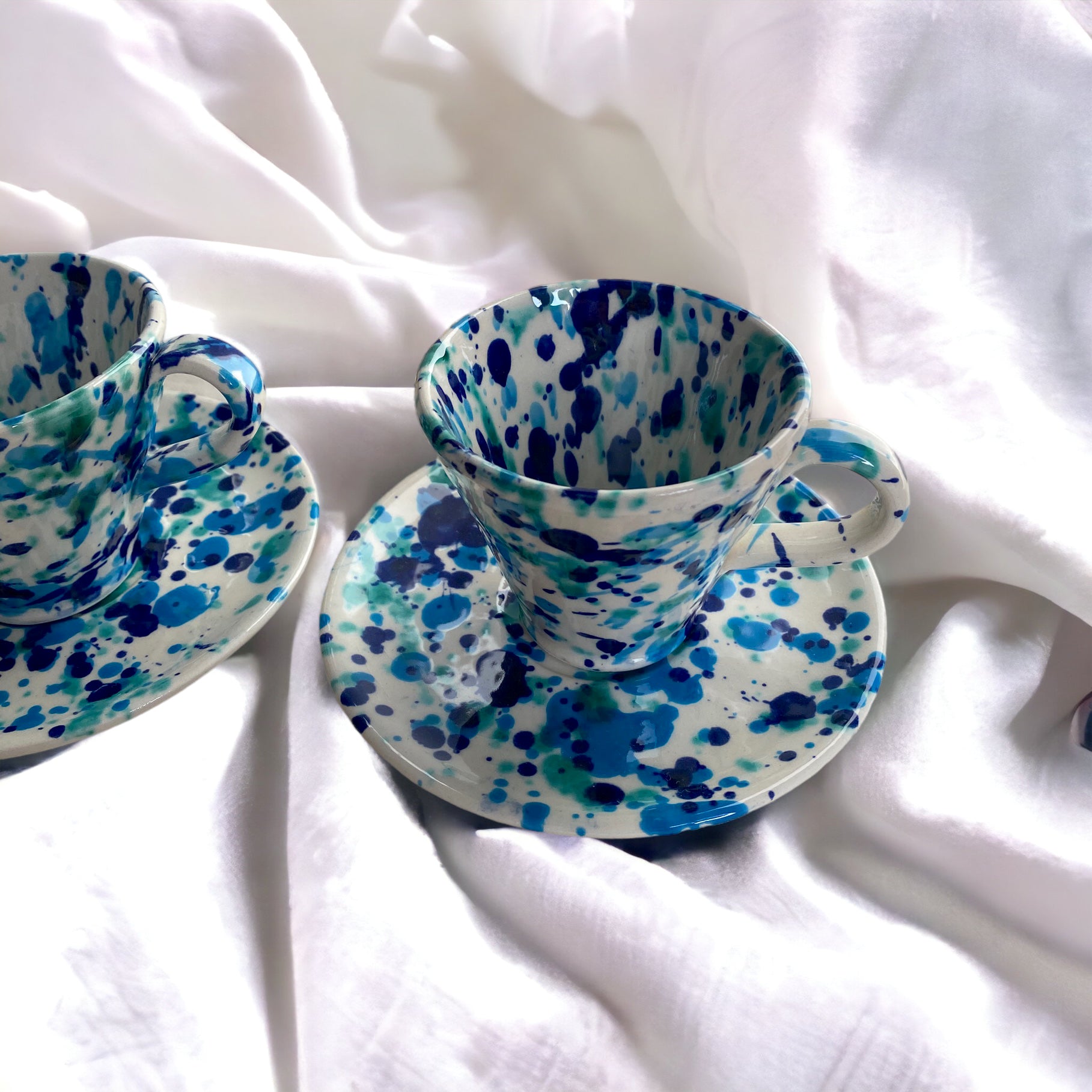 Cup espresso cup VIDA white blue turquoise