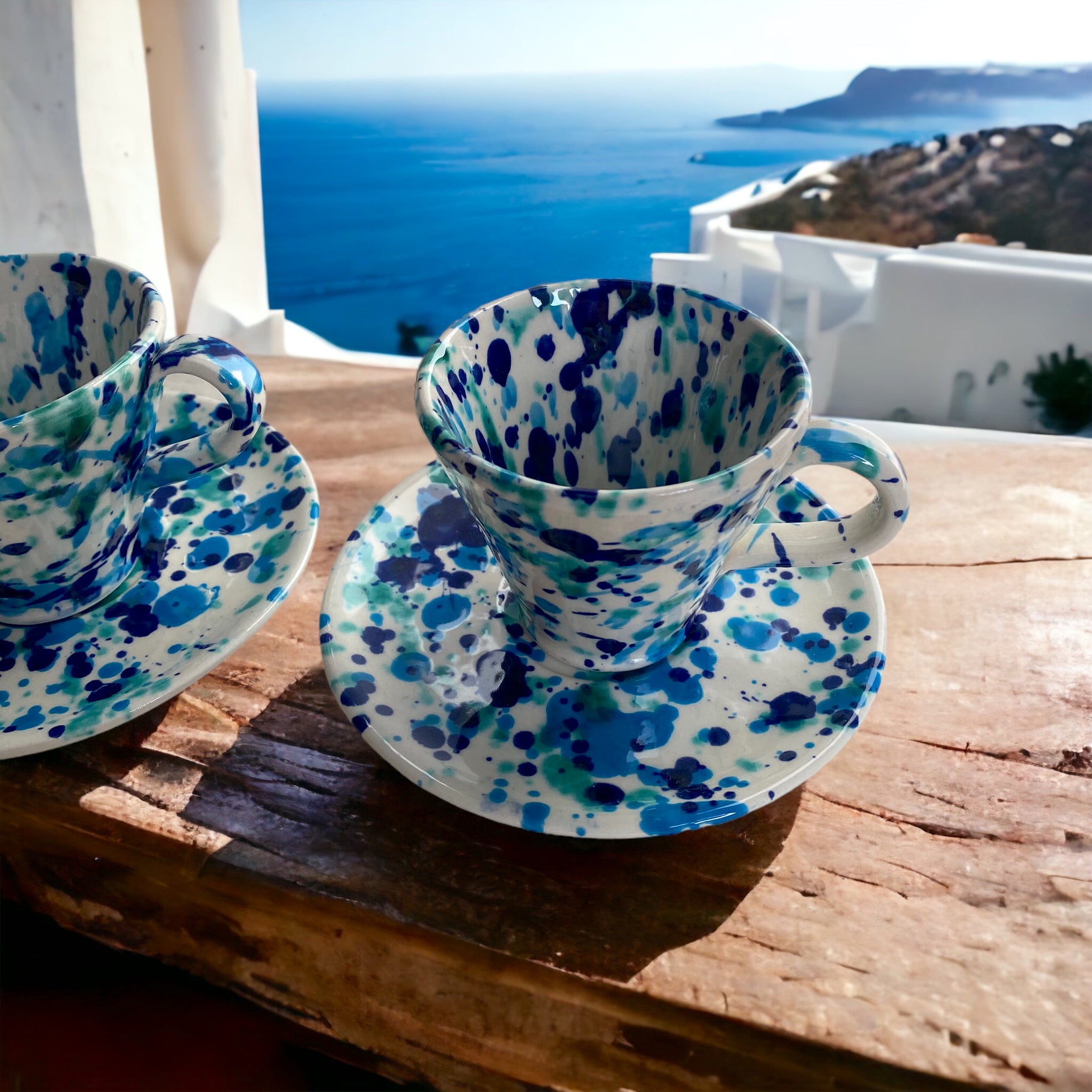 Cup espresso cup VIDA white blue turquoise