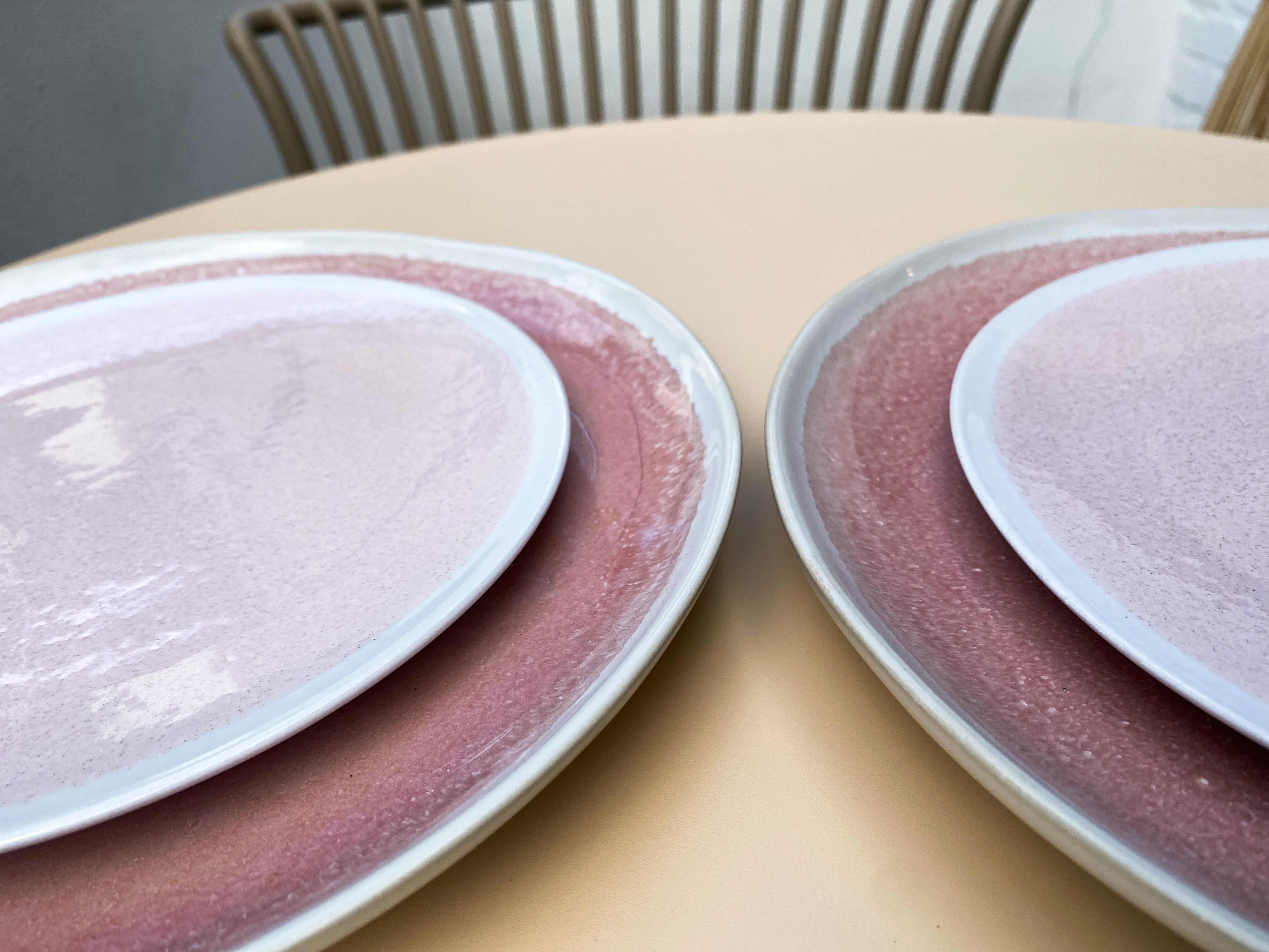 Teller Set Doppelpack großer Essteller und mittelgroßer Beilagenteller Dessertteller Fili rosa