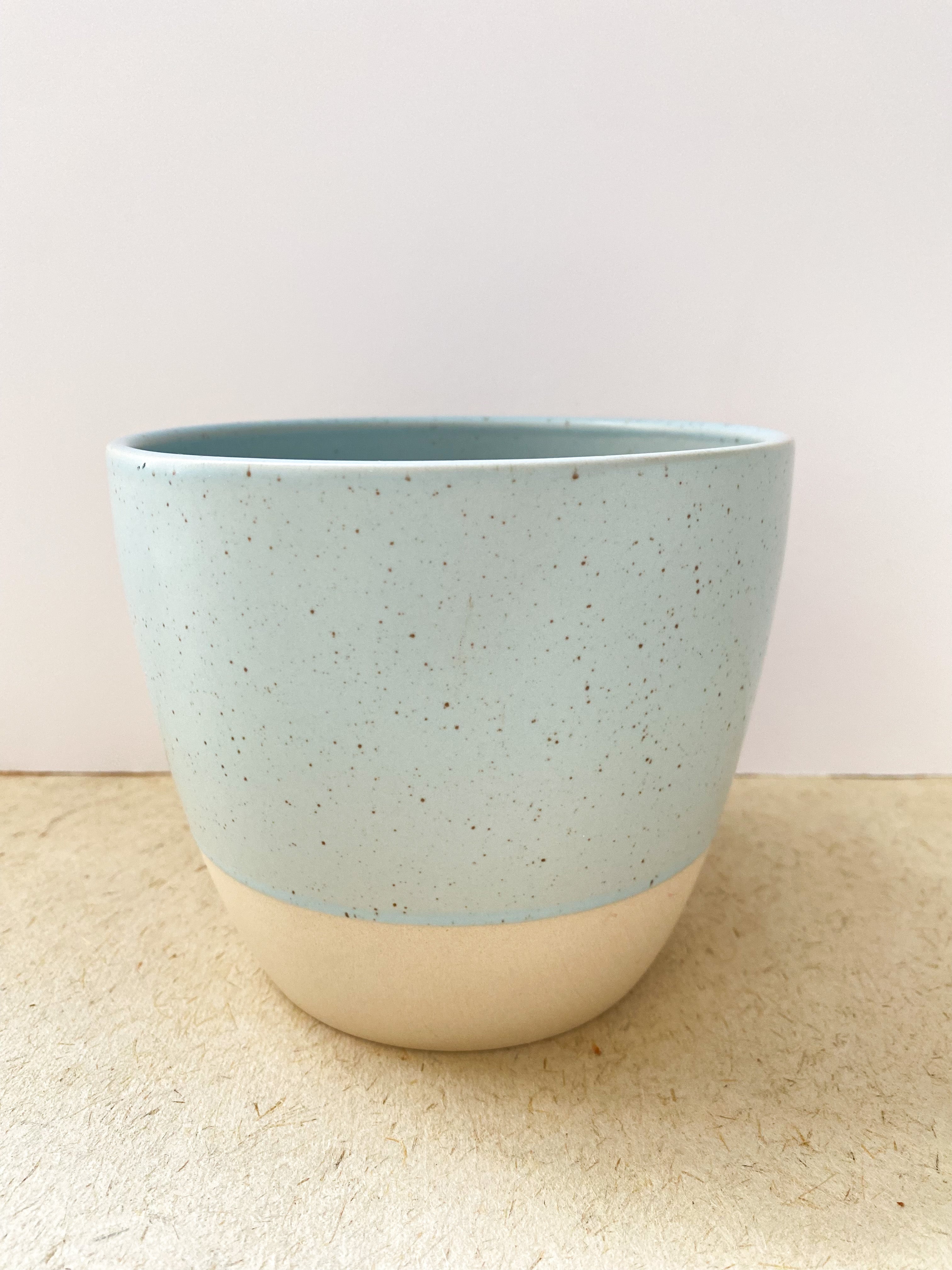 Vase flower pot Fonti turquoise cream