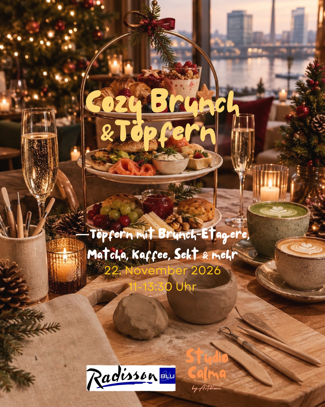 Brunch & Clay  - Christmas Special Radisson Blu X Studio Calma - Töpfern mit Brunch Etagere, Matcha, Kaffee, Sekt & mehr in Düsseldorf am 22. November 2026 mit Lara