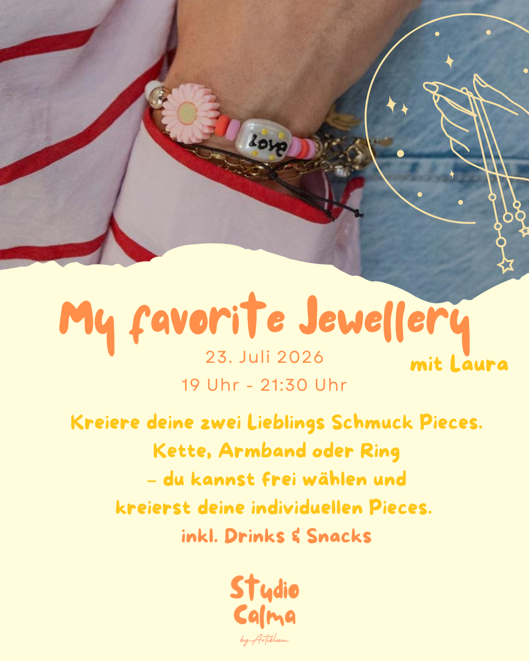 My Favorite Jewellery✨ Schmuck-Workshop | 23. Juli 2026 | 2 Pieces (Kette, Armband oder Ring) I Kreativ-Workshop im Studio Calma Düsseldorf mit Laura
