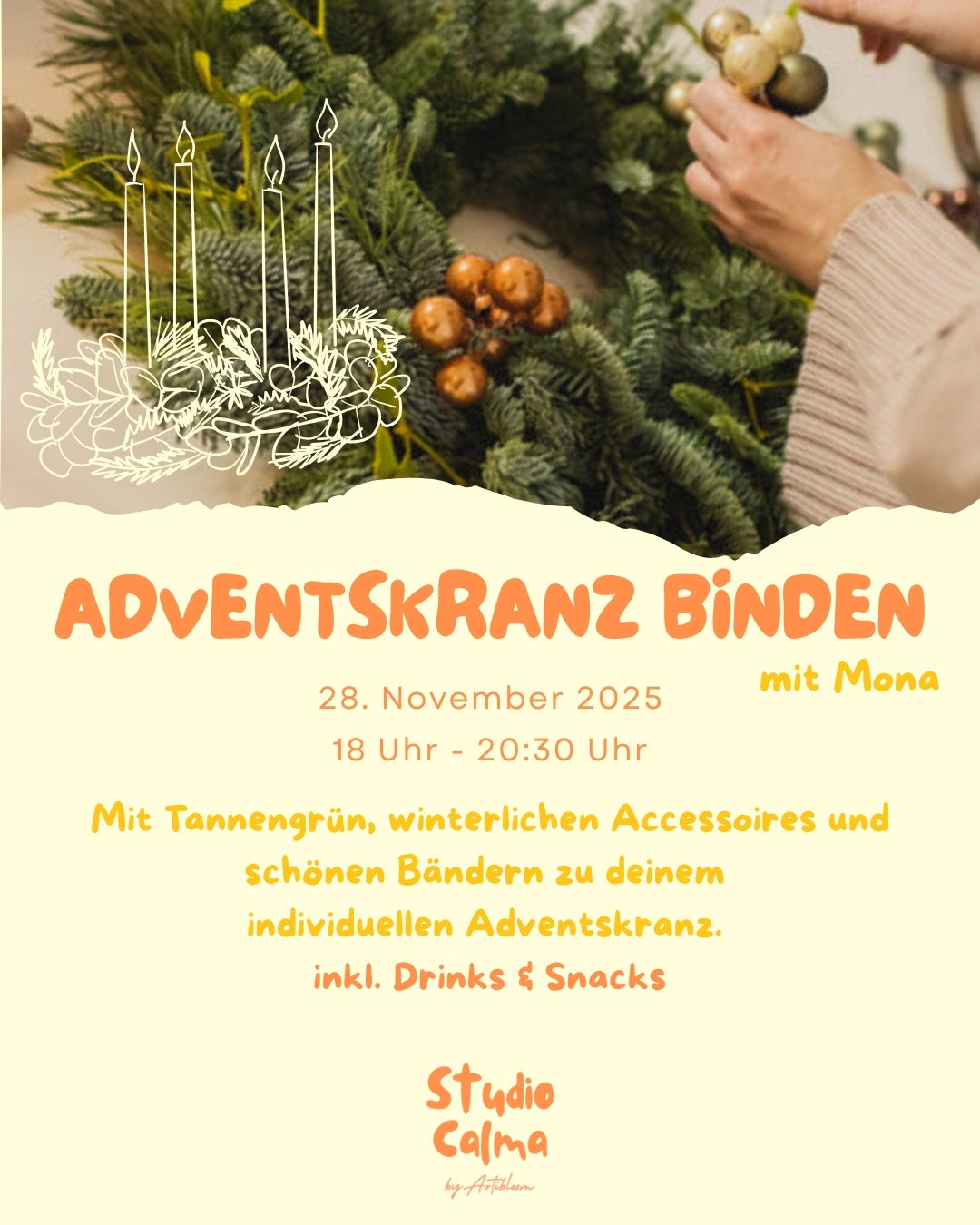 Adventskranz binden I 28. November 2025 I Workshop im Studio Calma Düsseldorf mit Mona