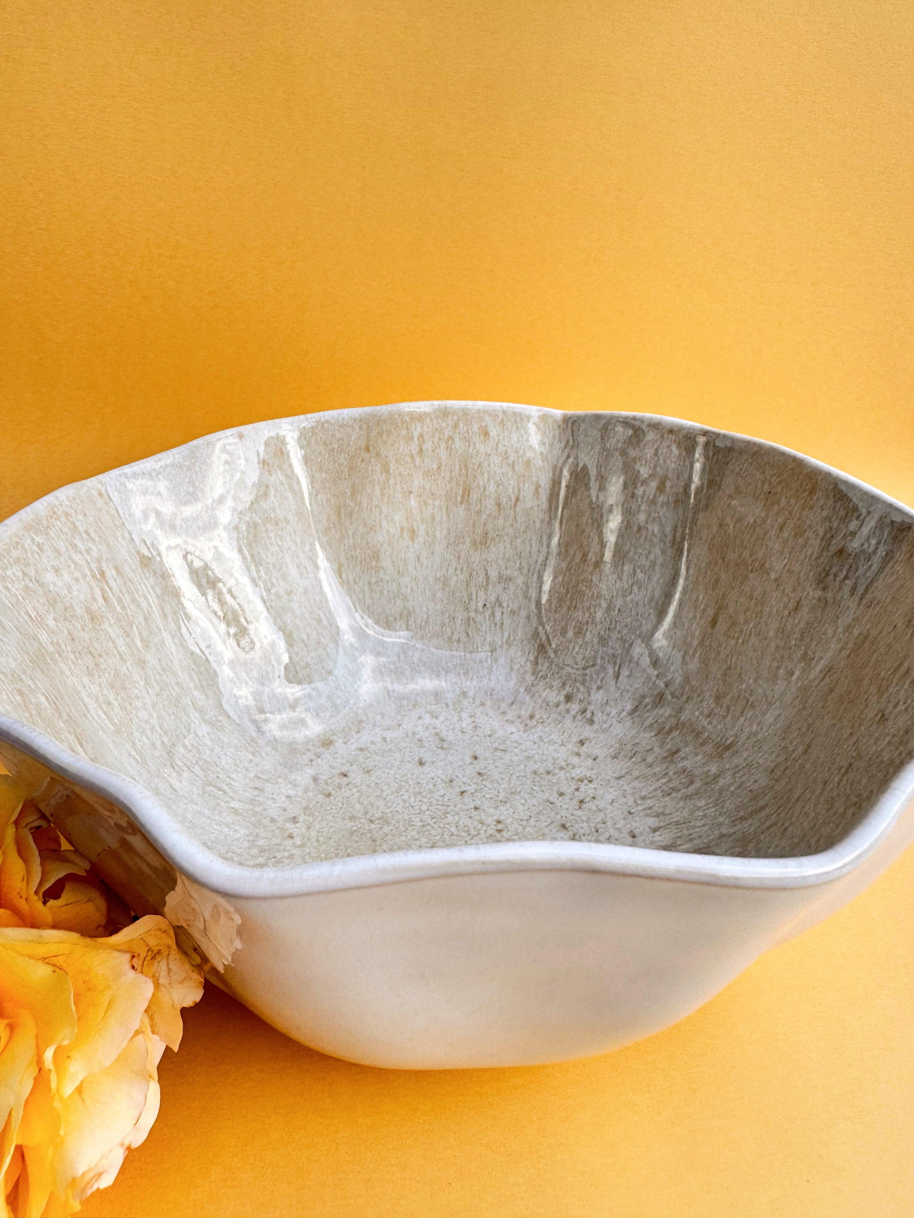 Servierschale INEZ Obstschale Salatschüssel groß weiß beige