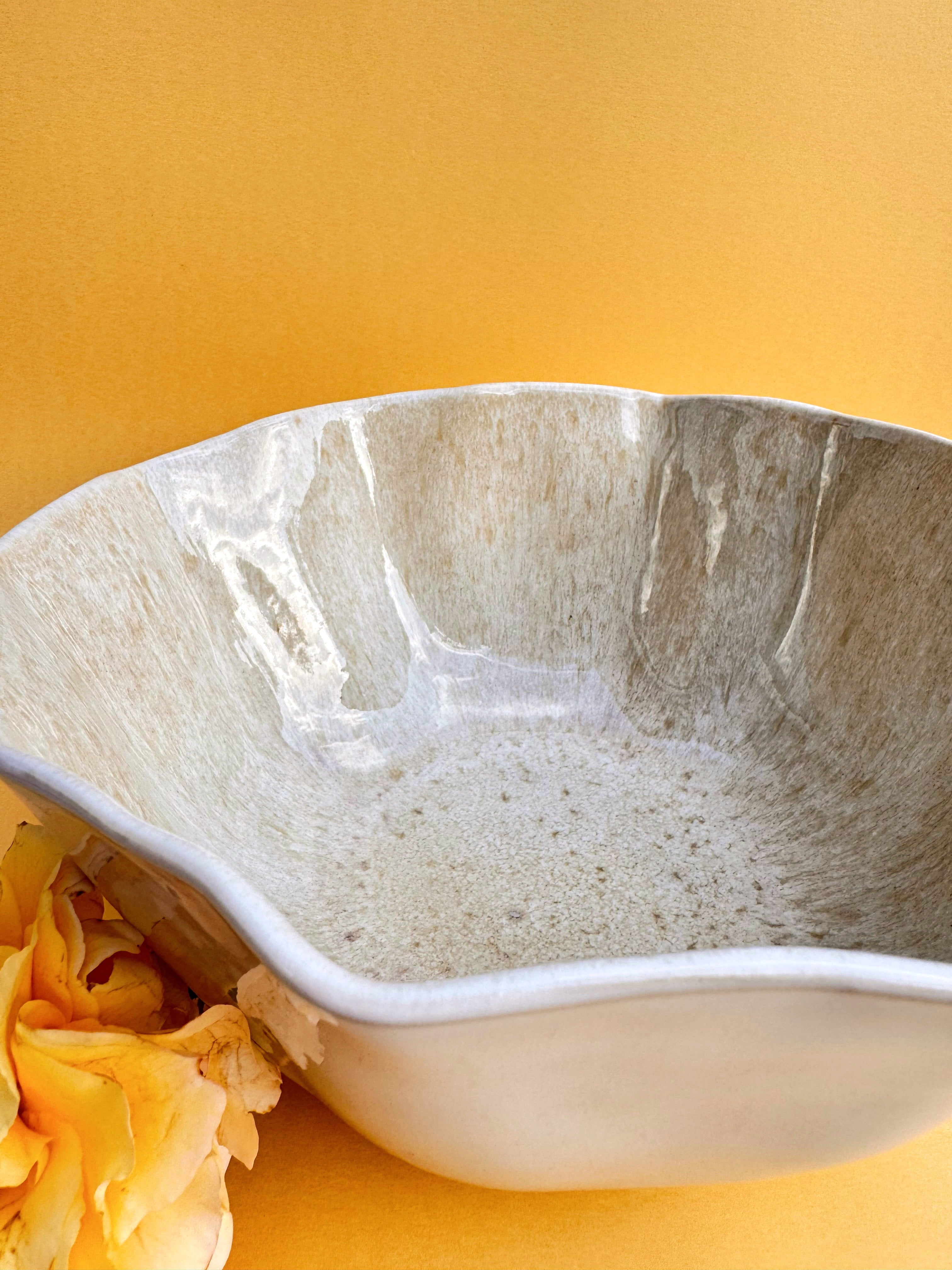 Servierschale INEZ Obstschale Salatschüssel groß weiß beige
