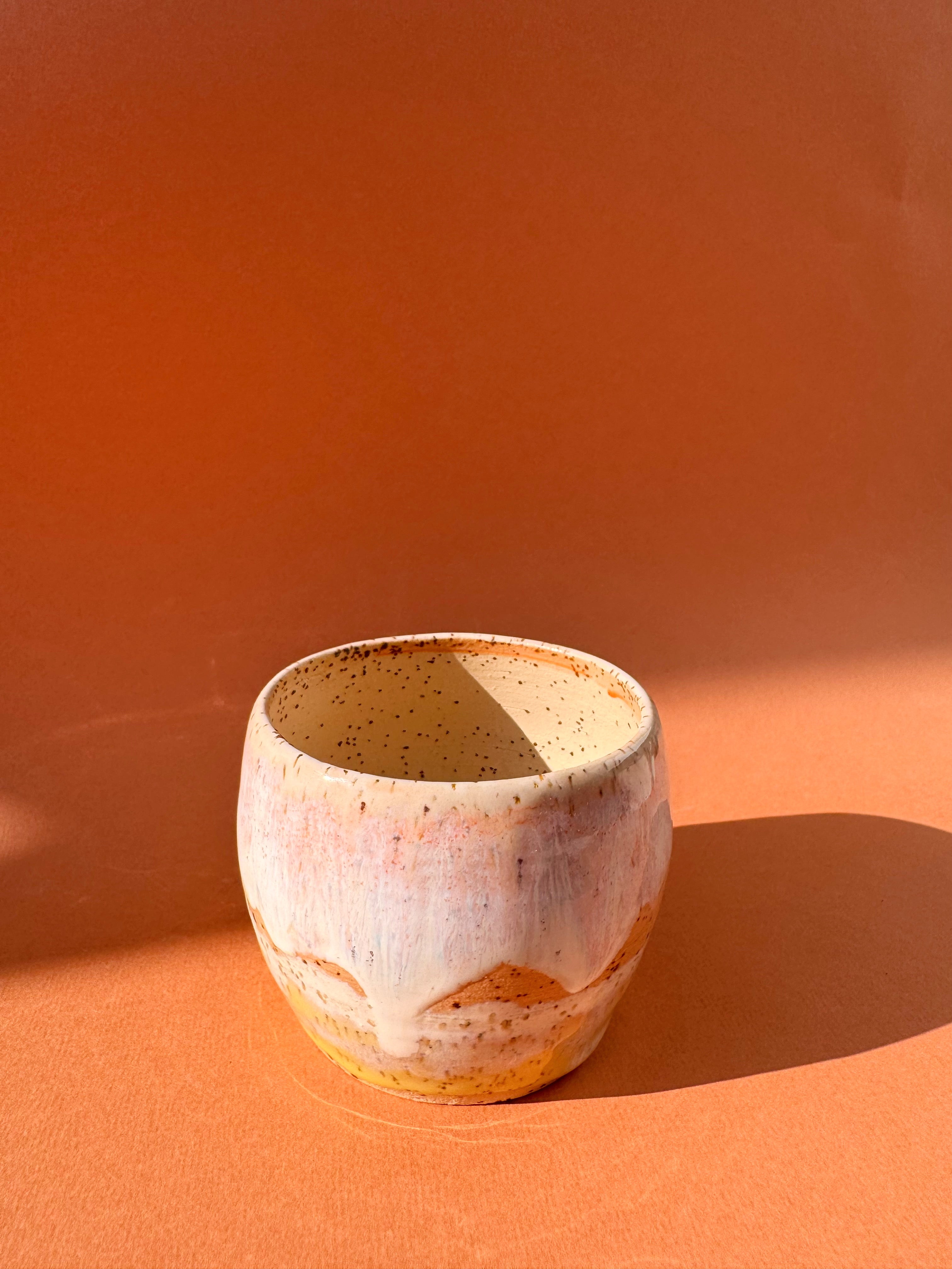 Tasse PALAMOS gelb rosa weiß