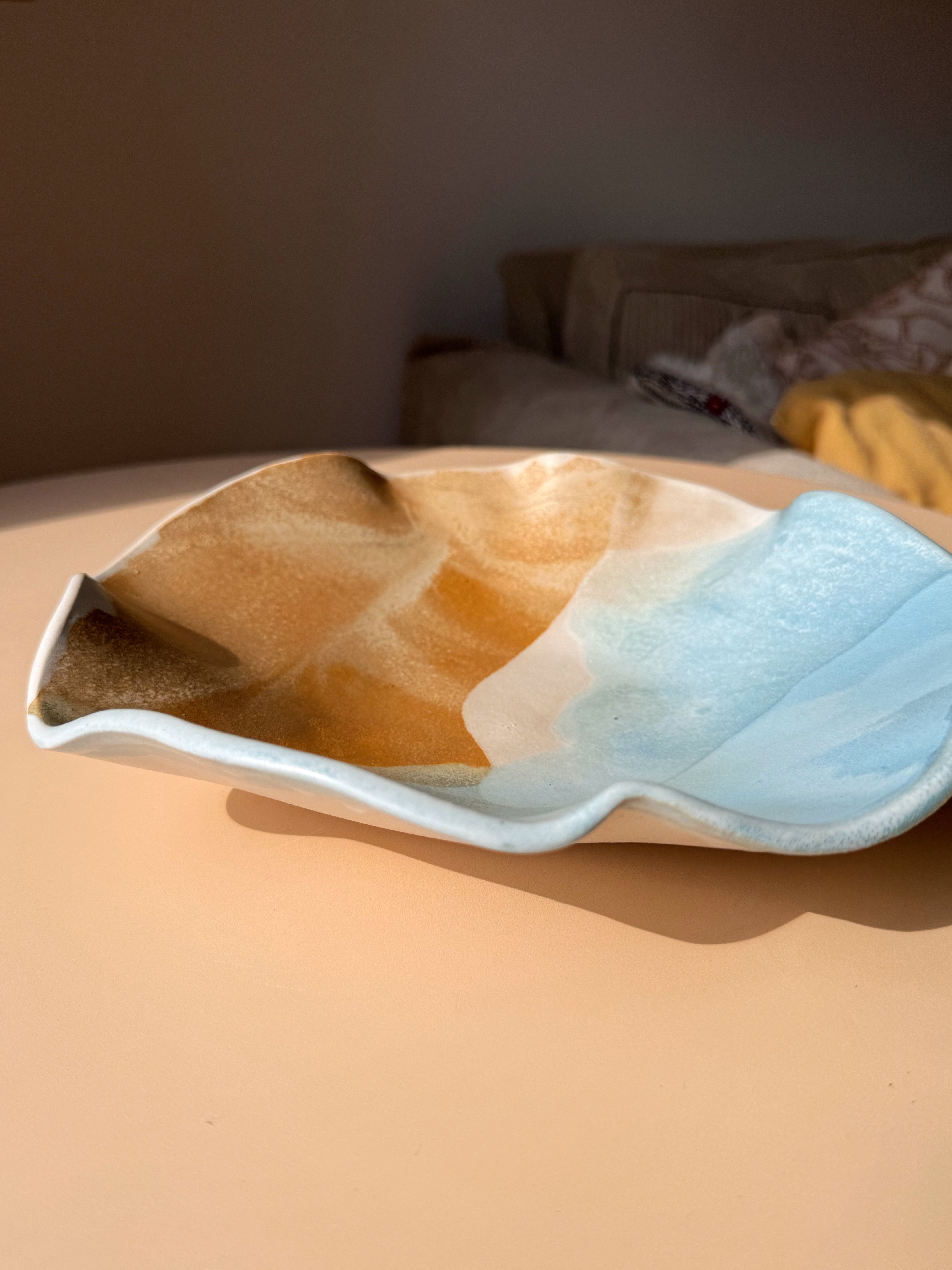 Servierschale groß FIDEZ Schale Dekoschale blau sand creme