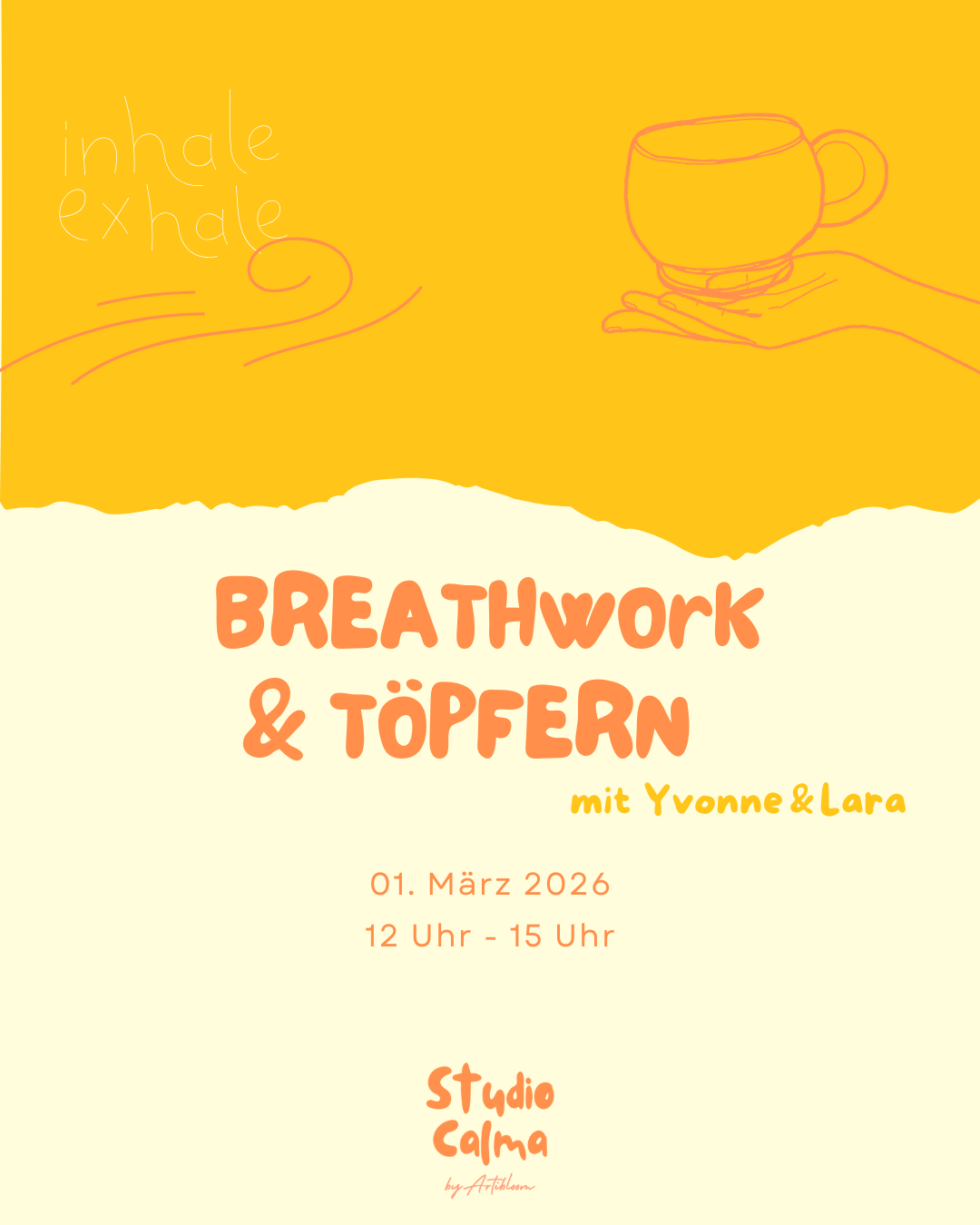 Breathwork & Töpfern I 01. März 2026 I Kombi-Workshop im Studio Calma Düsseldorf mit Yvonne und Lara