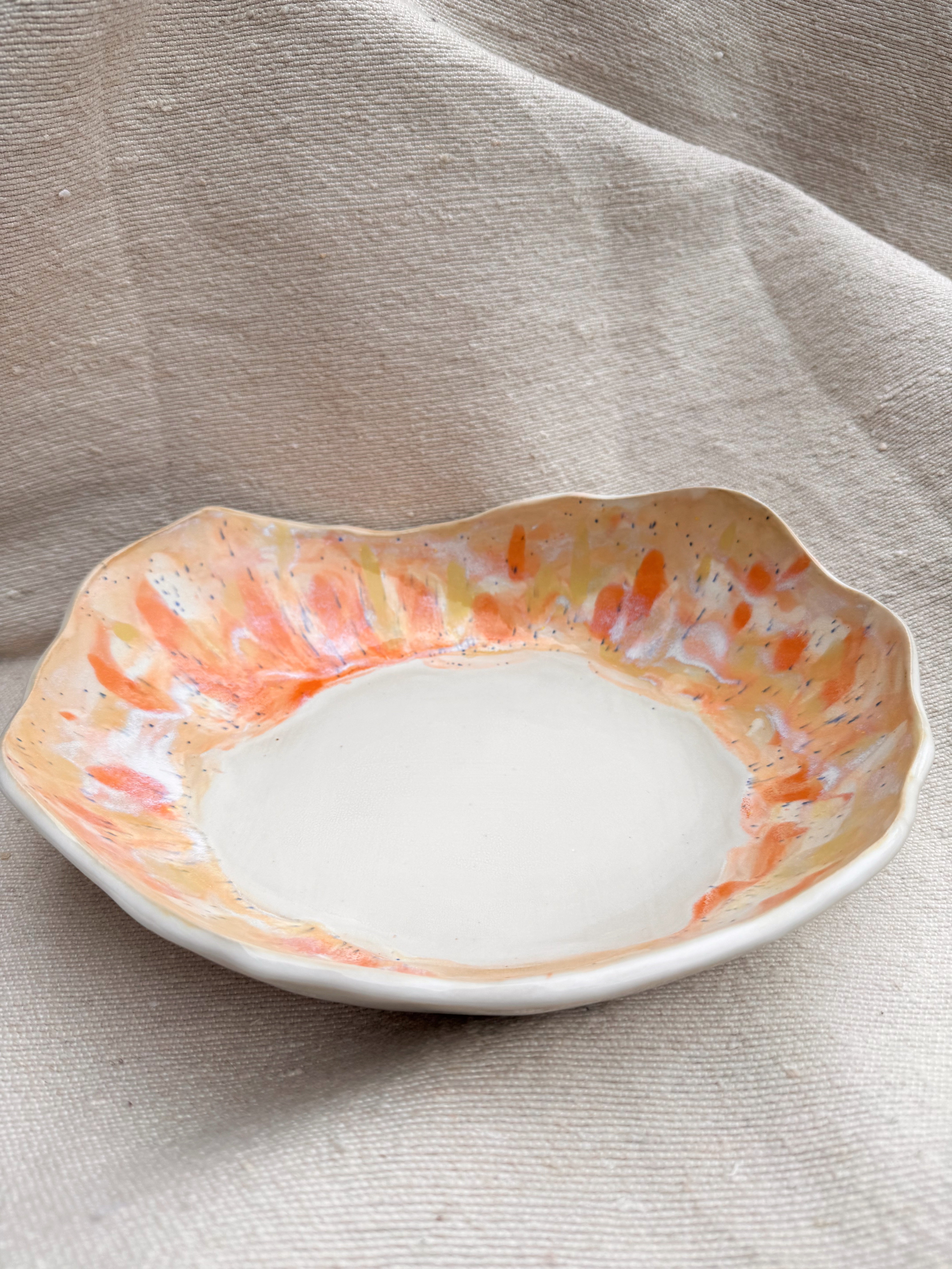 Servierschale SUNDANCE groß - gelb orange weiß - Keramik Limited Edition