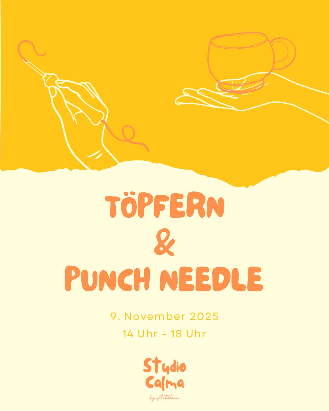 Töpfern & Punch Needle I 09. November 2025 I Kombi-Workshop im Studio Calma mit Jana und Lara