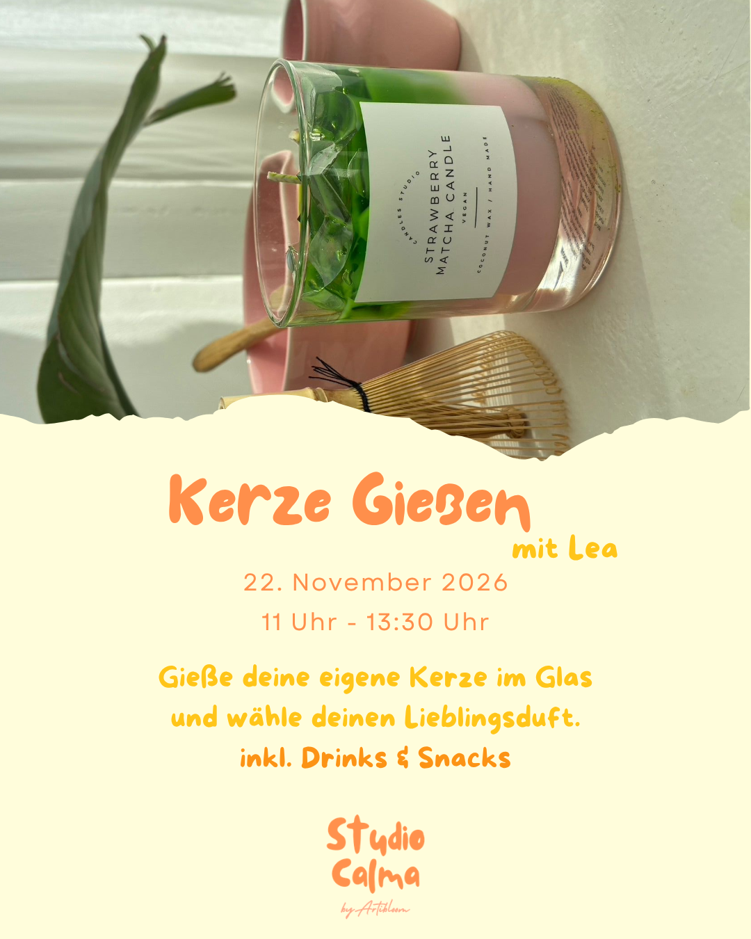 DIY Iced-Kerze im Glas gießen I 22. November 2026 I Kreativ-Workshop im Studio Calma in Düsseldorf mit Lea