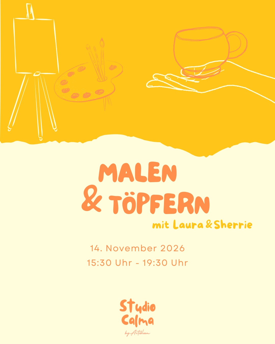 Malen & Töpfern I 14. November 2026 I Kreativ-Workshop im Studio Calma Düsseldorf mit Laura und Sherrie