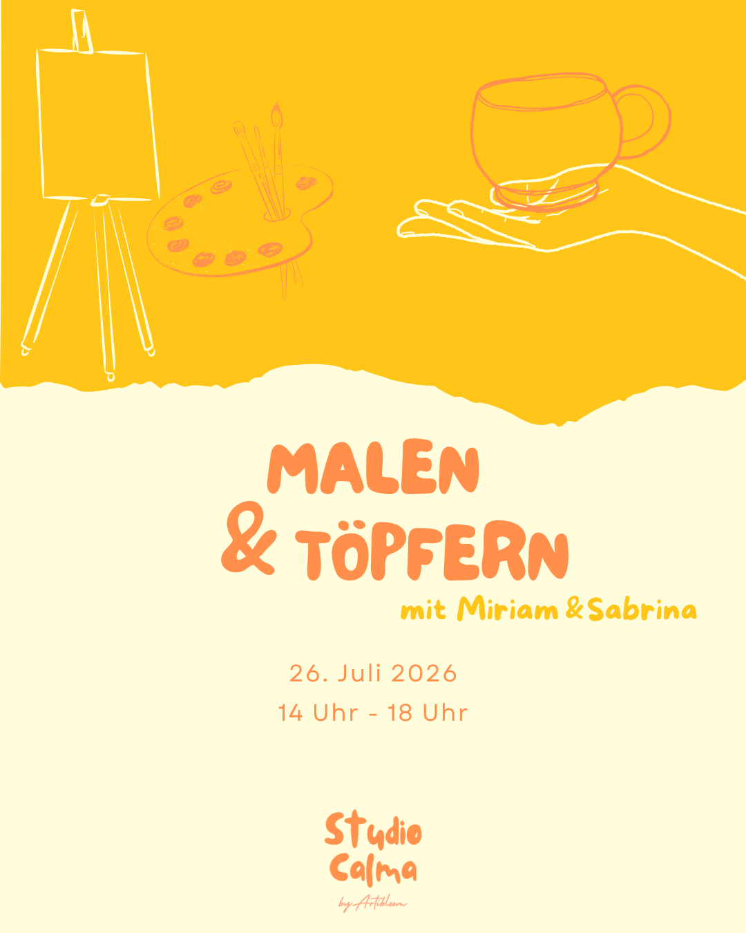 Malen & Töpfern I 26. Juli 2026 I Kreativ-Workshop im Studio Calma Düsseldorf mit Miriam und Sabrina