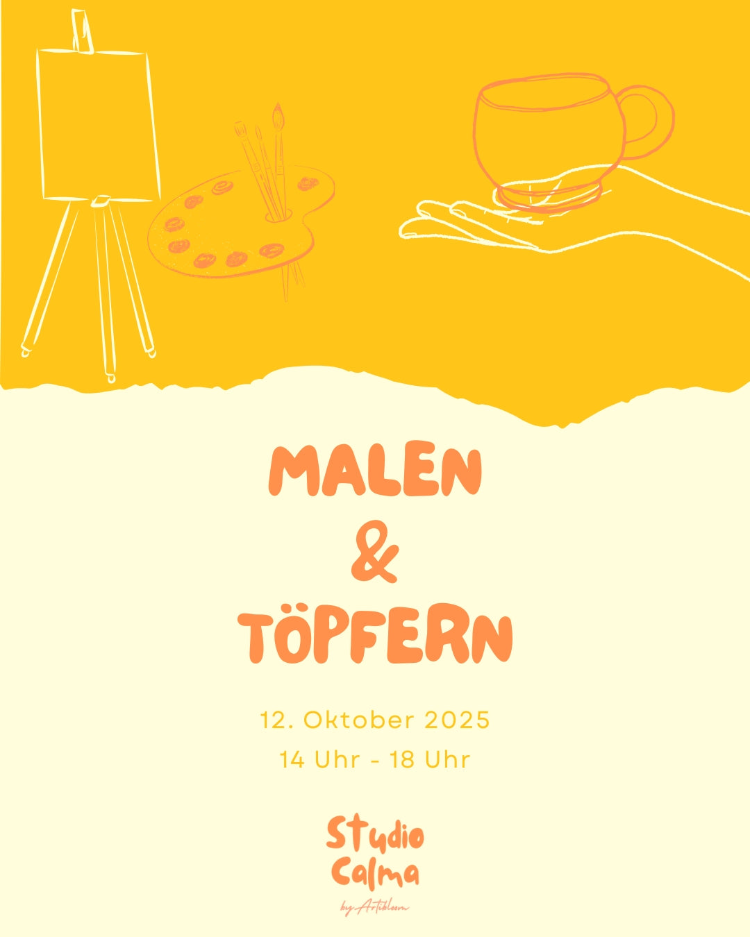 Malen & Töpfern I 12. Oktober 2025 I Kombi-Workshop im Studio Calma Düsseldorf mit Miriam und Lara