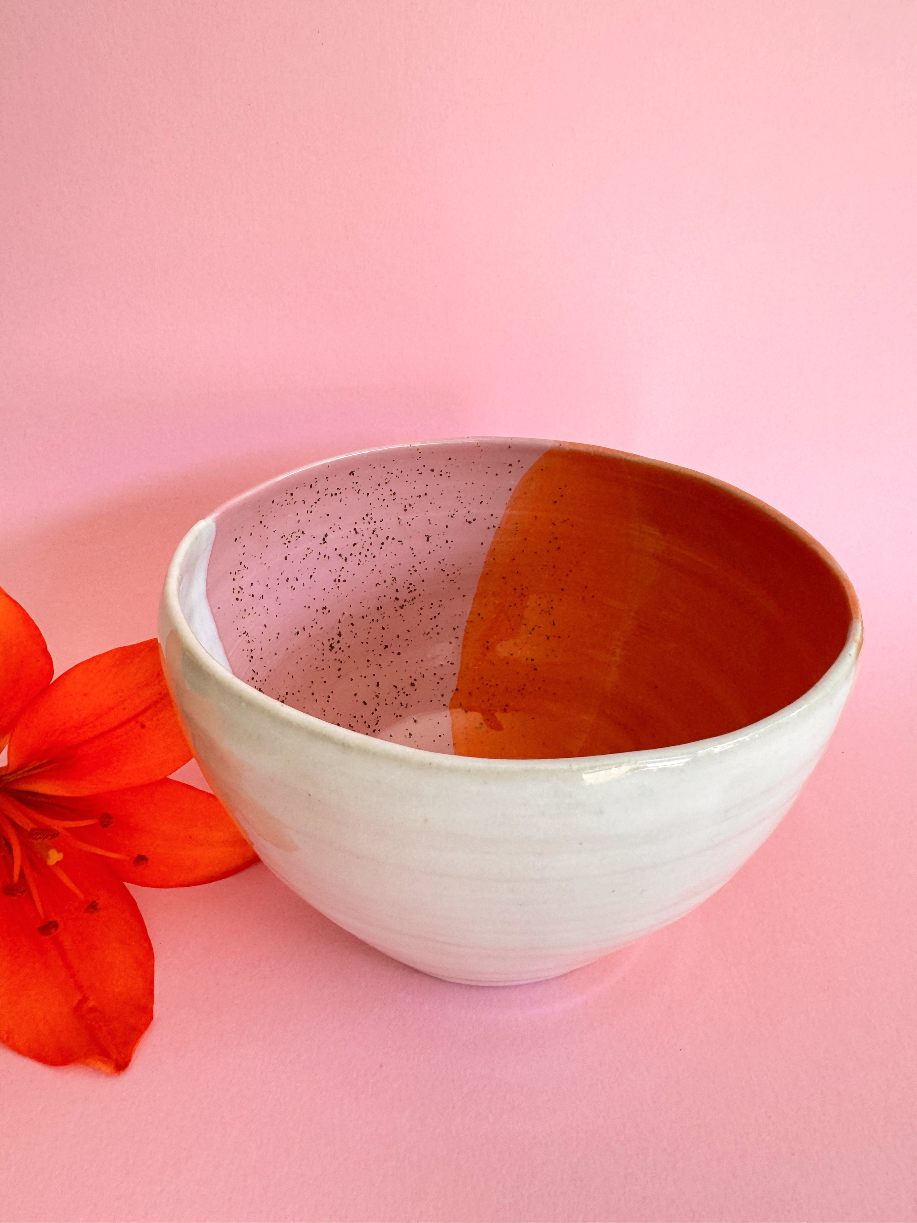 Servierschale SUPERPOWER Müslibowl Smoothie Bowl Schale rosa orange weiß