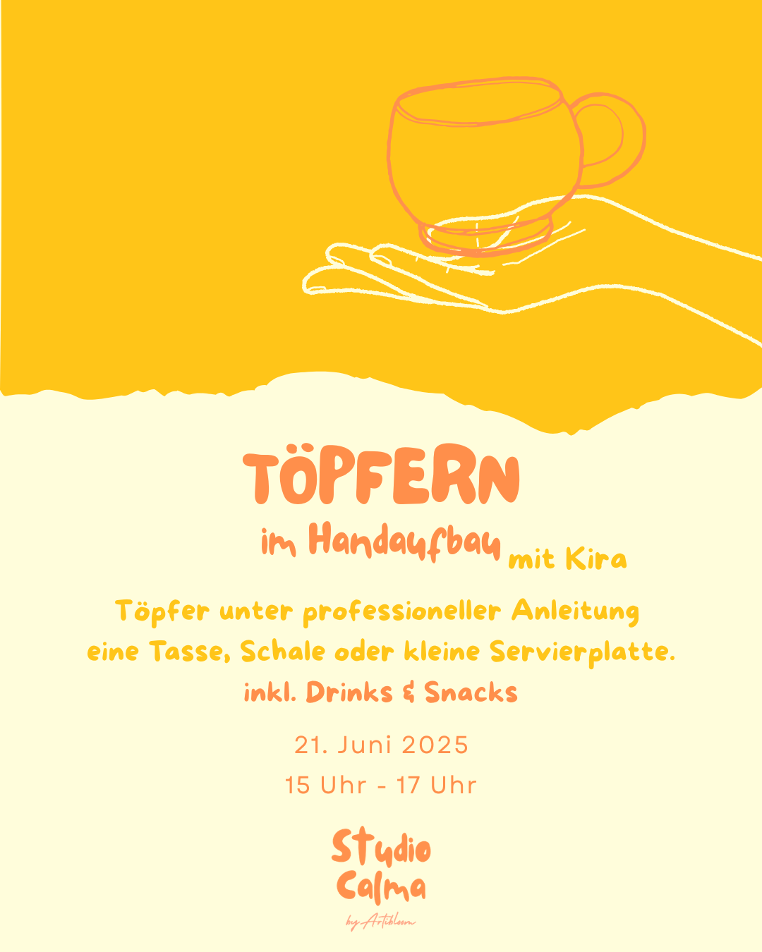 Töpfern (Handaufbau) I 21. Juni 2026 15-17 Uhr I Kreativ-Workshop im Studio Calma in Düsseldorf mit Kira