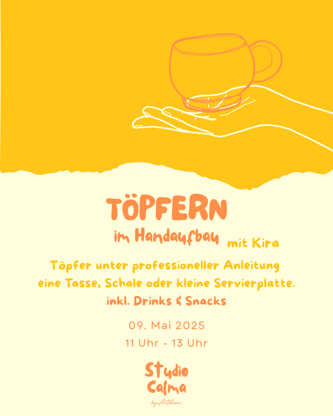 Töpfern (im Handaufbau) I 09. Mai 2026 11-13 Uhr I Kreativ-Workshop im Studio Calma in Düsseldorf mit Kira