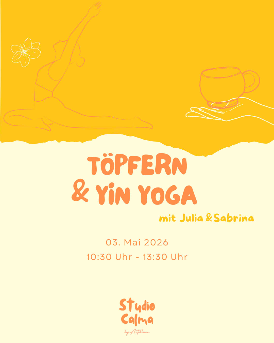 Yin Yoga & Töpfern I 03. Mai 2026 I Kombi-Workshop im Studio Calma in Düsseldorf mit Julia & Sabrina