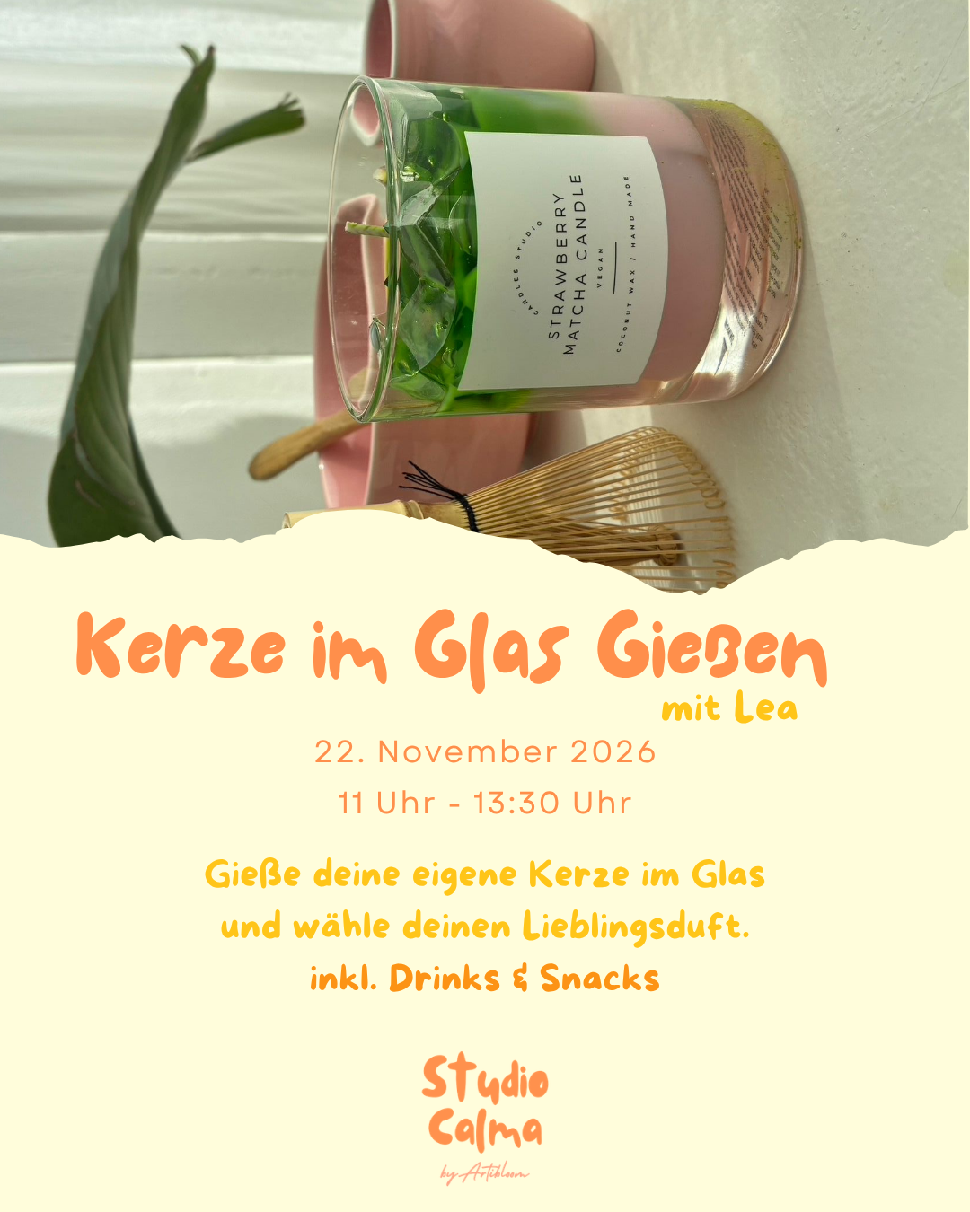 Iced-Kerze im Glas gießen I 22. November 2026 I Kreativ-Workshop im Studio Calma in Düsseldorf mit Lea